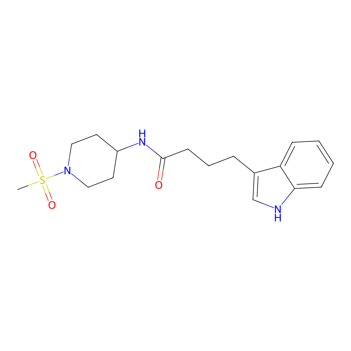 4-(1H-indol-3-yl)-N-(1-(methylsulfonyl)piperidin-4-yl)butanamide molecular structure, CAS 1282100-10-0