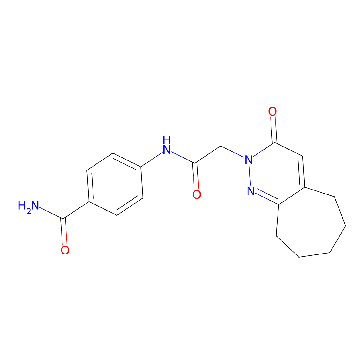 4-{[(3-oxo-3,5,6,7,8,9-hexahydro-2H-cyclohepta[c]pyridazin-2-yl)acetyl]amino}benzamide molecular structure, CAS 1282100-35-9