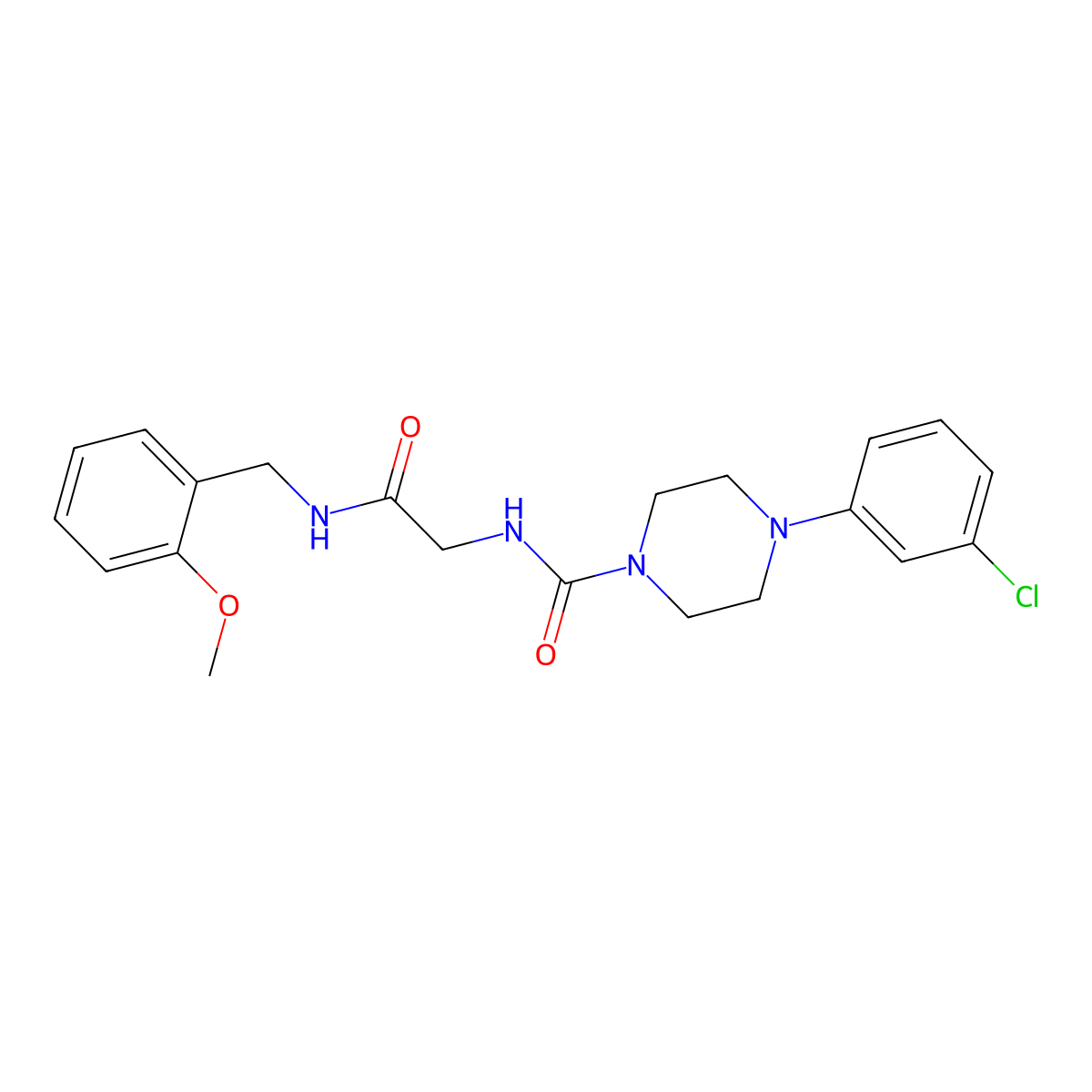 4-(3-chlorophenyl)-N-{2-[(2-methoxybenzyl)amino]-2-oxoethyl}piperazine-1-carboxamide molecular structure, CAS 1282100-53-1