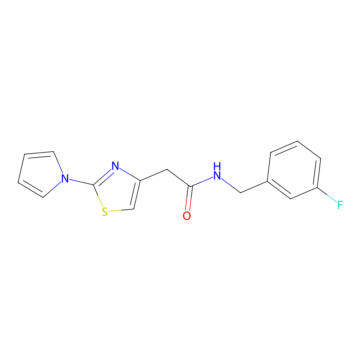 N-(3-fluorobenzyl)-2-[2-(1H-pyrrol-1-yl)-1,3-thiazol-4-yl]acetamide molecular structure, CAS 1282100-57-5