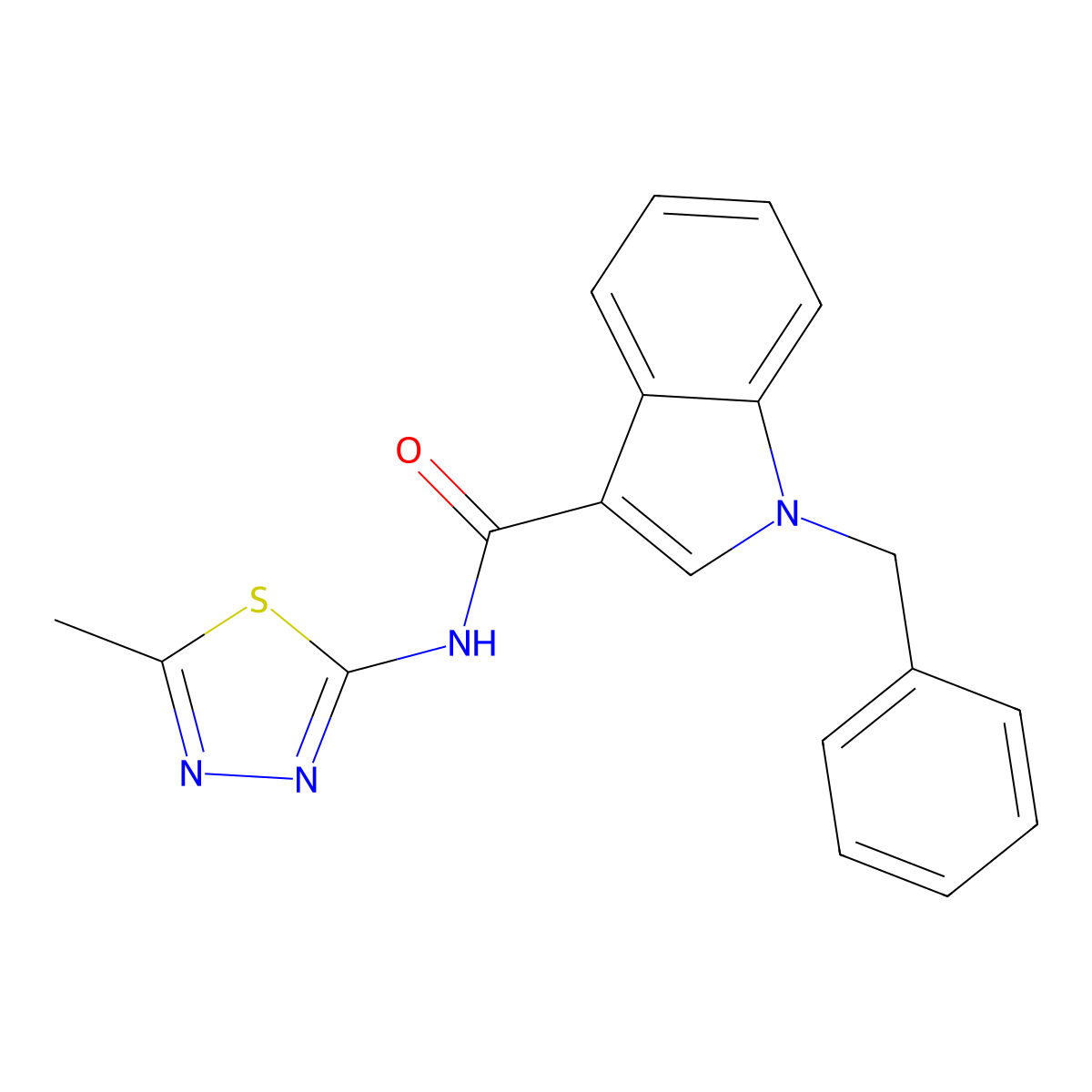 1-benzyl-N-(5-methyl-1,3,4-thiadiazol-2-yl)-1H-indole-3-carboxamide molecular structure, CAS 1282100-60-0
