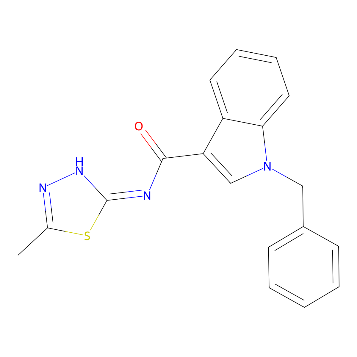 1-benzyl-N-(5-methyl-1,3,4-thiadiazol-2-yl)-1H-indole-3-carboxamide molecular structure, CAS 1282100-60-0