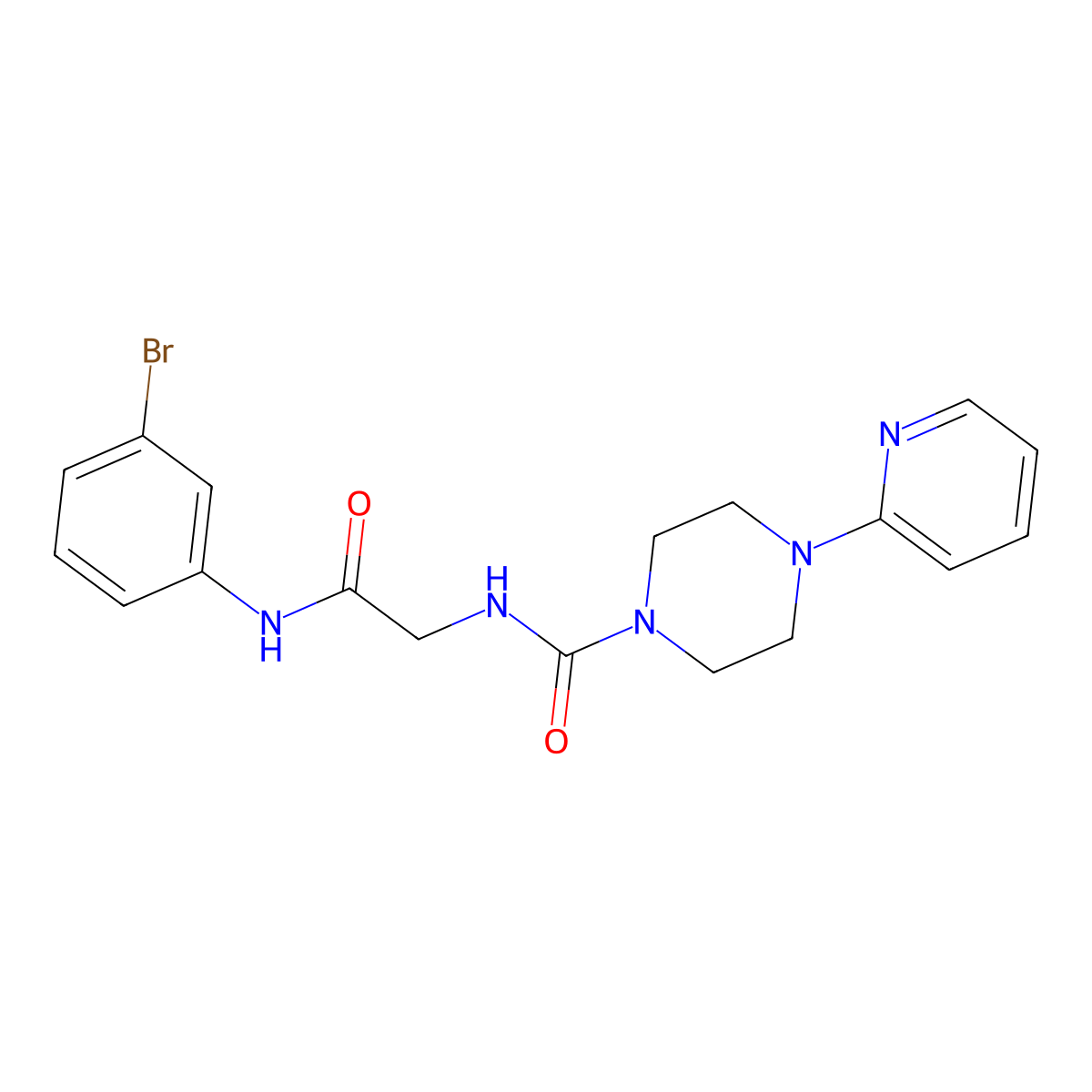 N-(2-((3-bromophenyl)amino)-2-oxoethyl)-4-(pyridin-2-yl)piperazine-1-carboxamide molecular structure, CAS 1282100-63-3