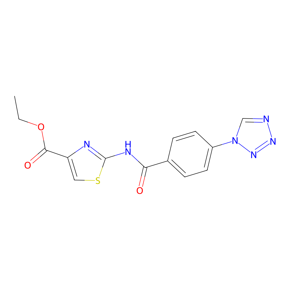 ethyl 2-({[4-(1H-tetrazol-1-yl)phenyl]carbonyl}amino)-1,3-thiazole-4-carboxylate molecular structure, CAS 1282100-73-5