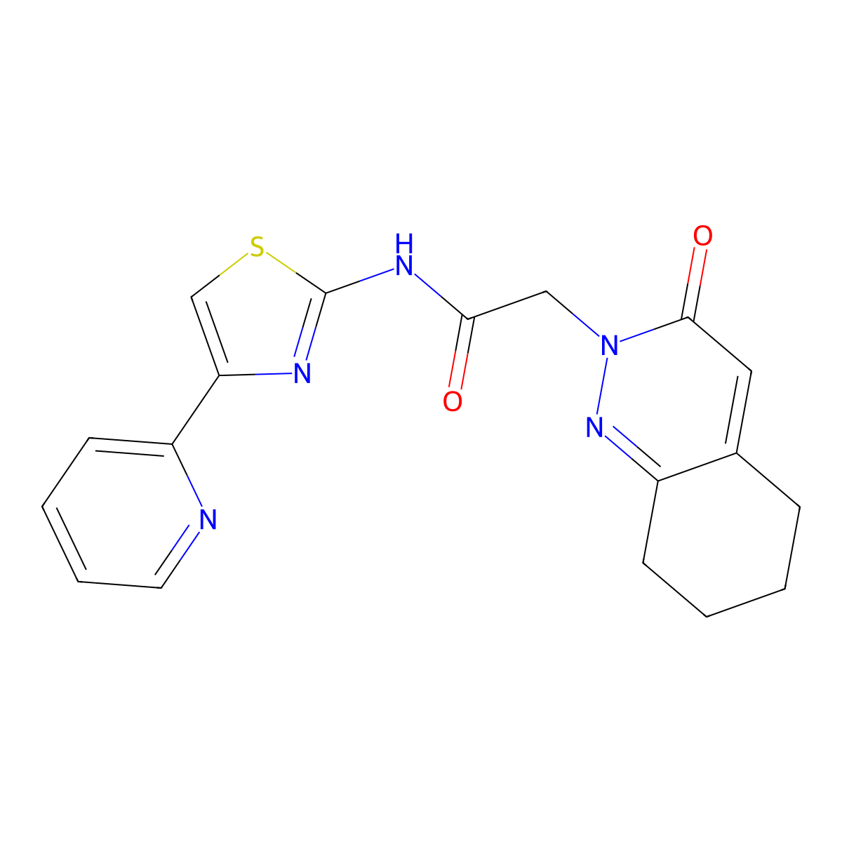 2-(3-oxo-5,6,7,8-tetrahydrocinnolin-2(3H)-yl)-N-[(2Z)-4-(pyridin-2-yl)-1,3-thiazol-2(3H)-ylidene]acetamide molecular structure, CAS 1282100-89-3