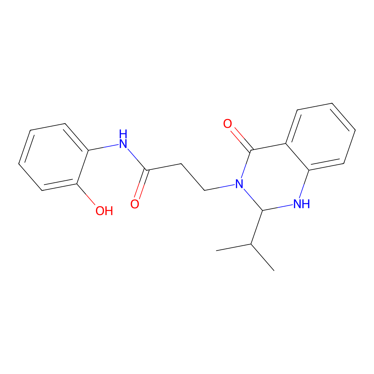N-(2-hydroxyphenyl)-3-[2-isopropyl-4-oxo-1,4-dihydro-3(2H)-quinazolinyl]propanamide molecular structure, CAS 1282100-94-0