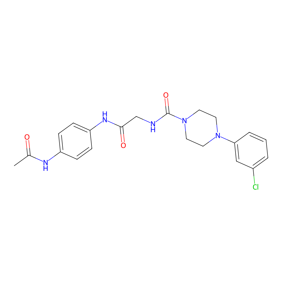 N-(2-{[4-(acetylamino)phenyl]amino}-2-oxoethyl)-4-(3-chlorophenyl)piperazine-1-carboxamide molecular structure, CAS 1282101-08-9