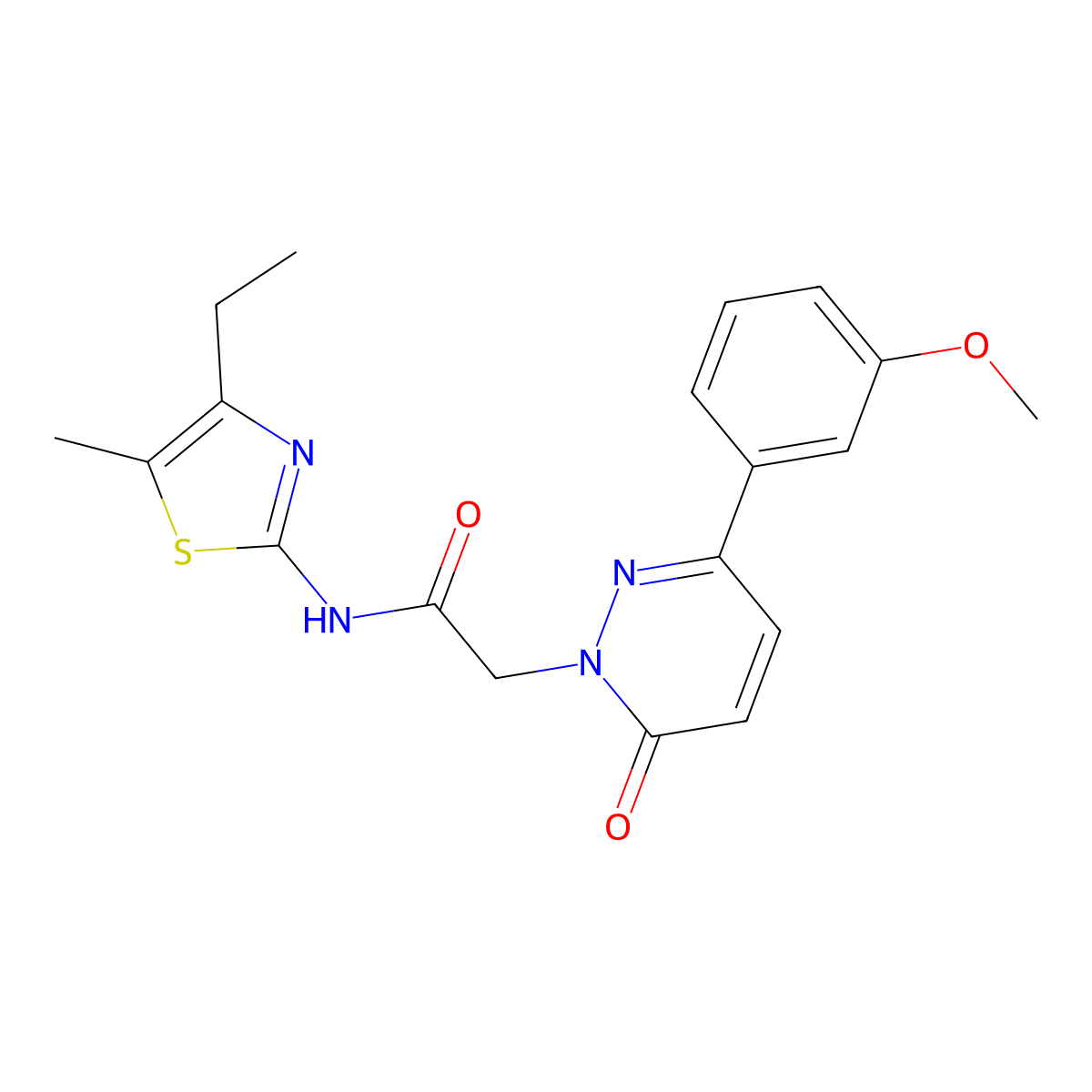 N-[(2Z)-4-ethyl-5-methyl-1,3-thiazol-2(3H)-ylidene]-2-[3-(3-methoxyphenyl)-6-oxopyridazin-1(6H)-yl]acetamide molecular structure, CAS 1282101-12-5