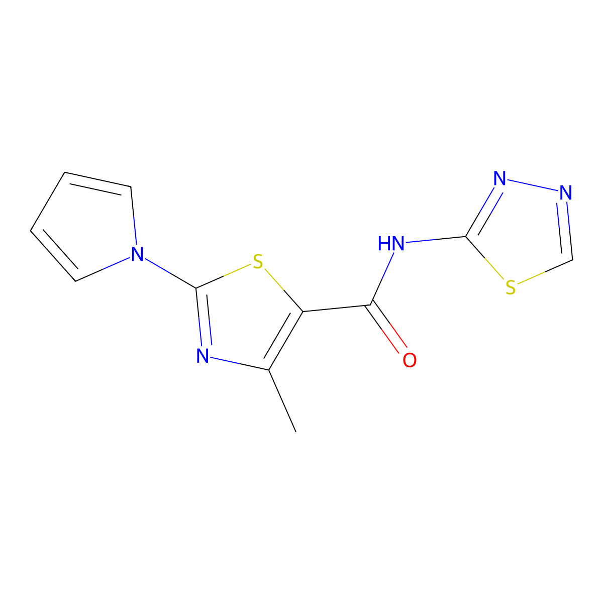 4-methyl-2-(1H-pyrrol-1-yl)-N-[(2E)-1,3,4-thiadiazol-2(3H)-ylidene]-1,3-thiazole-5-carboxamide molecular structure, CAS 1282101-21-6