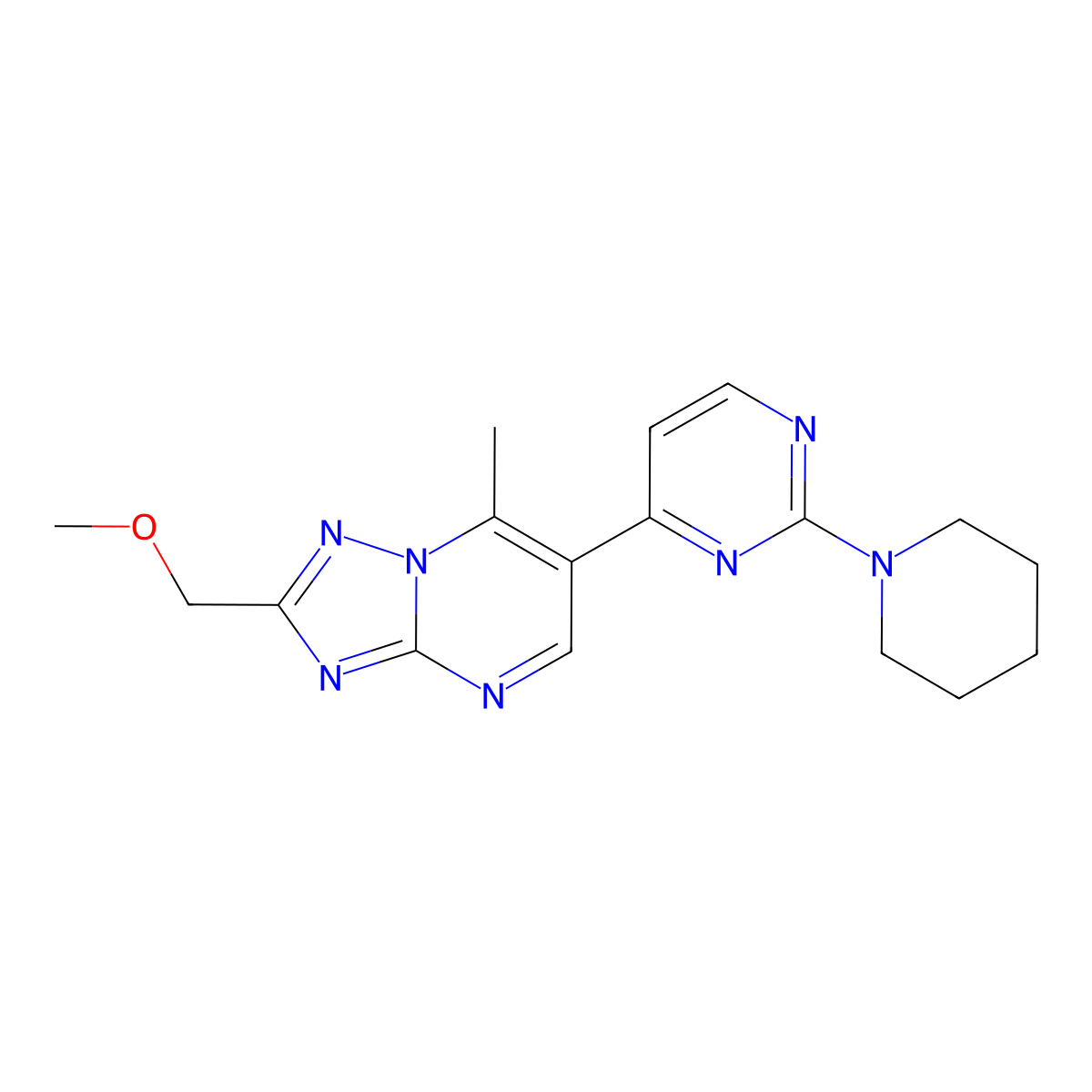 2-(Methoxymethyl)-7-methyl-6-(2-piperidino-4-pyrimidinyl)[1,2,4]triazolo[1,5-a]pyrimidine molecular structure, CAS 1282101-28-3