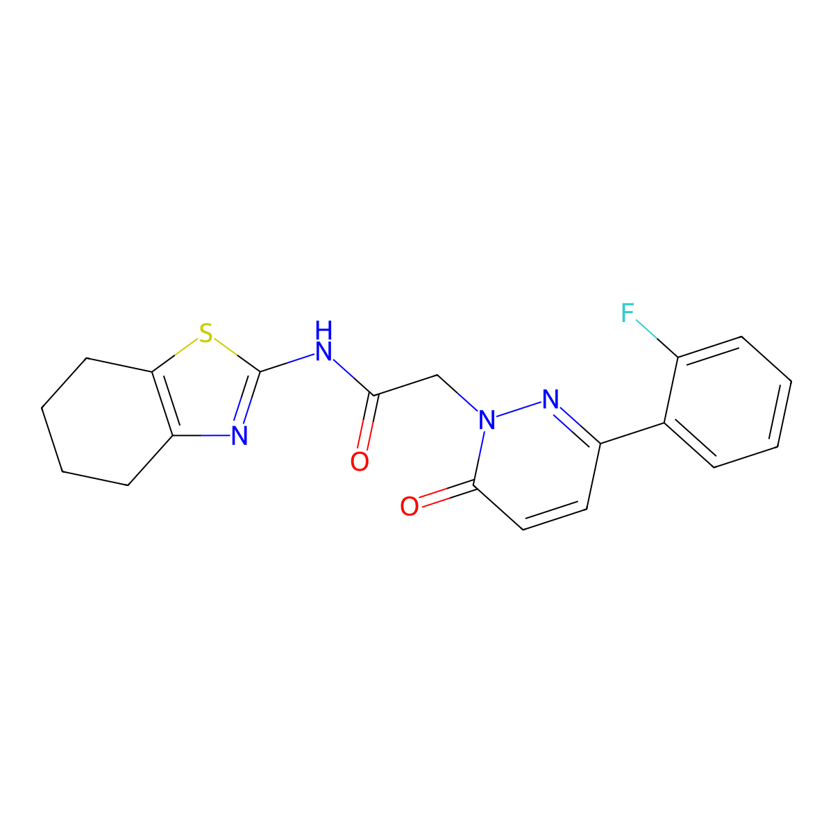2-[3-(2-fluorophenyl)-6-oxopyridazin-1(6H)-yl]-N-[(2Z)-4,5,6,7-tetrahydro-1,3-benzothiazol-2(3H)-ylidene]acetamide molecular structure, CAS 1282101-29-4
