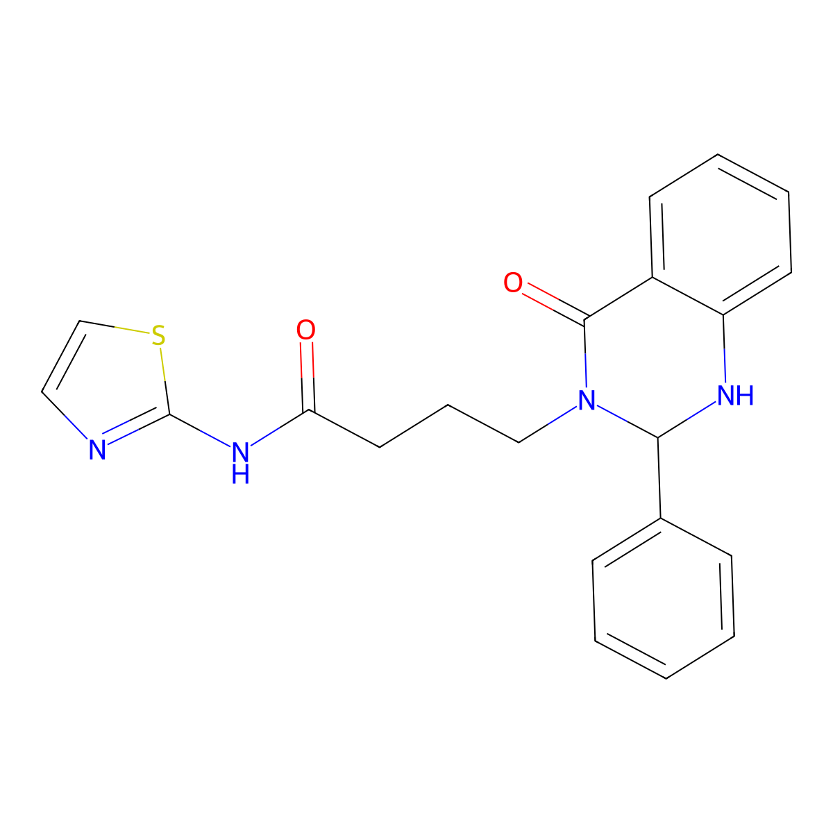 4-(4-oxo-2-phenyl-1,4-dihydroquinazolin-3(2H)-yl)-N-(1,3-thiazol-2-yl)butanamide molecular structure, CAS 1282101-36-3