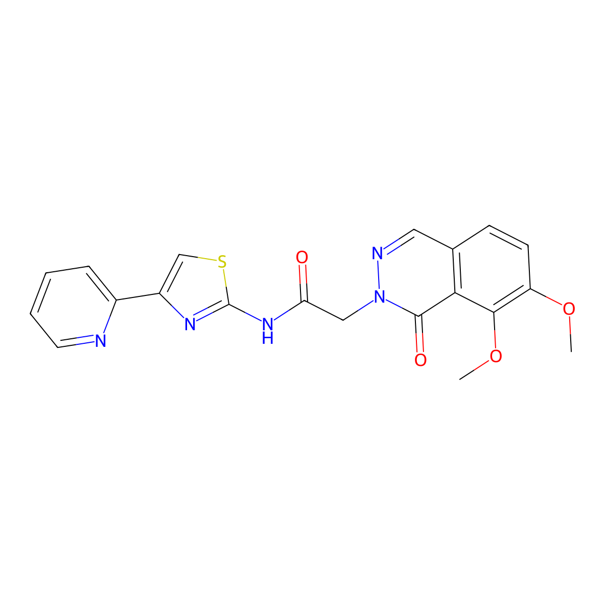 2-(7,8-dimethoxy-1-oxophthalazin-2(1H)-yl)-N-[(2E)-4-(pyridin-2-yl)-1,3-thiazol-2(3H)-ylidene]acetamide molecular structure, CAS 1282101-50-1