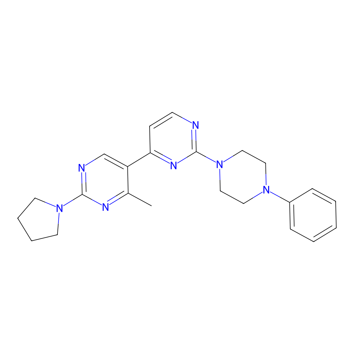 4'-Methyl-2-(4-phenylpiperazin-1-yl)-2'-pyrrolidin-1-yl-4,5'-bipyrimidine molecular structure, CAS 1282101-53-4