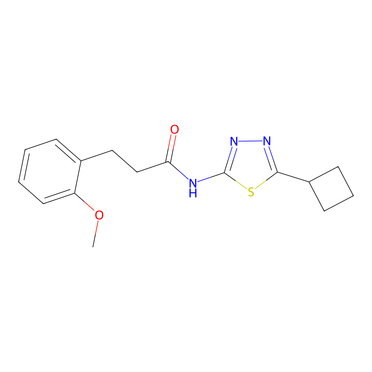N-(5-cyclobutyl-1,3,4-thiadiazol-2-yl)-3-(2-methoxyphenyl)propanamide molecular structure, CAS 1282101-69-2