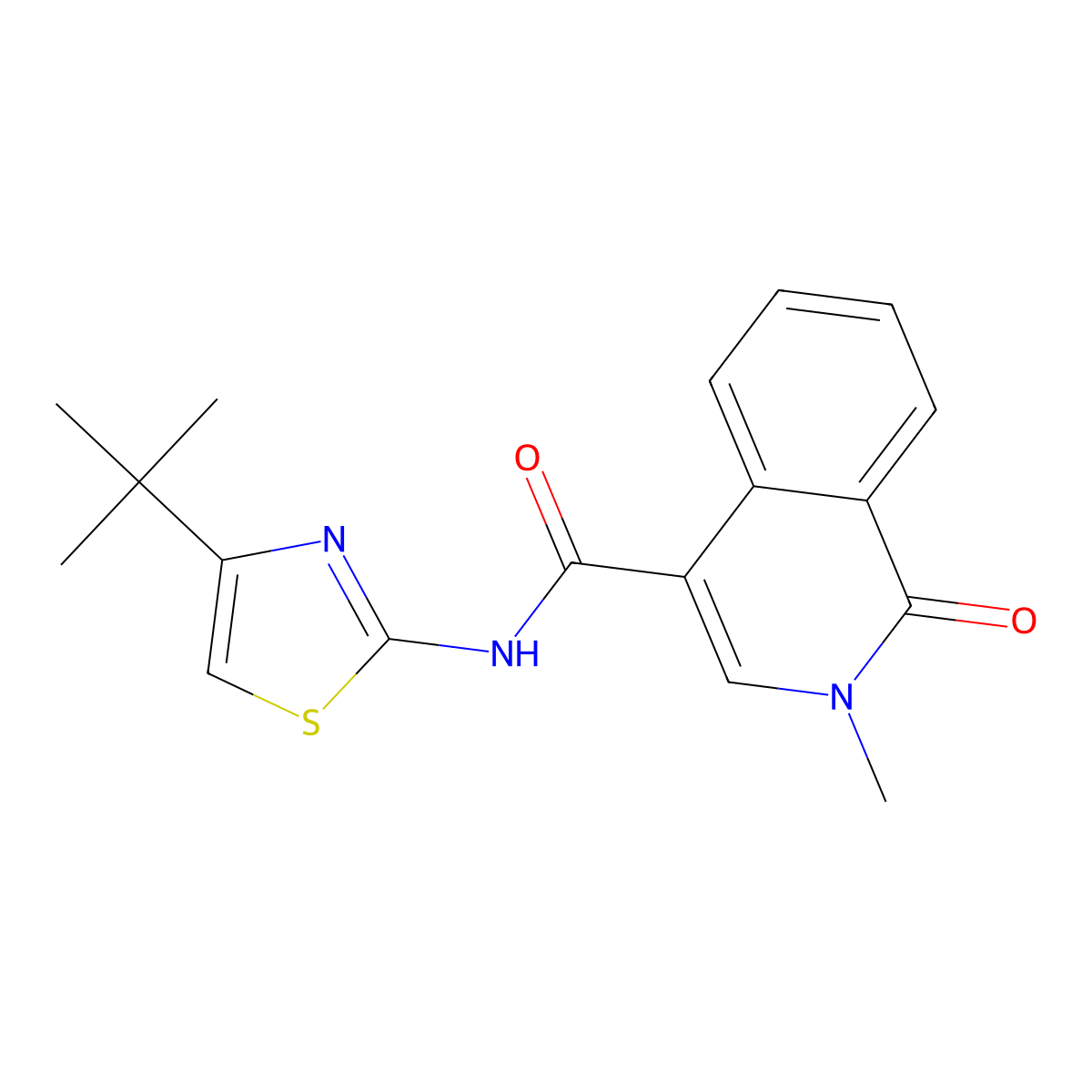 N-[(2Z)-4-tert-butyl-1,3-thiazol-2(3H)-ylidene]-2-methyl-1-oxo-1,2-dihydroisoquinoline-4-carboxamide molecular structure, CAS 1282101-75-0