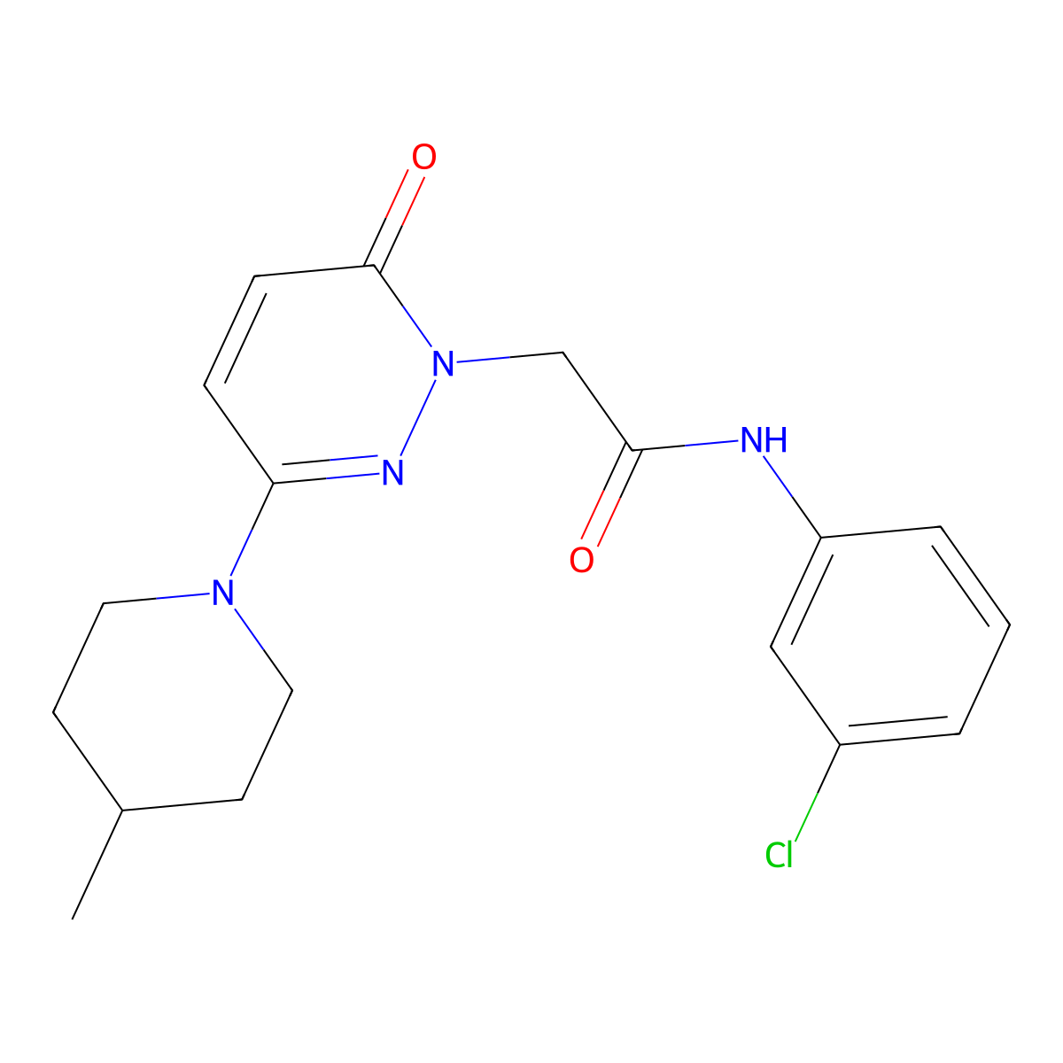 N-(3-chlorophenyl)-2-(3-(4-methylpiperidin-1-yl)-6-oxopyridazin-1(6H)-yl)acetamide molecular structure, CAS 1282101-76-1