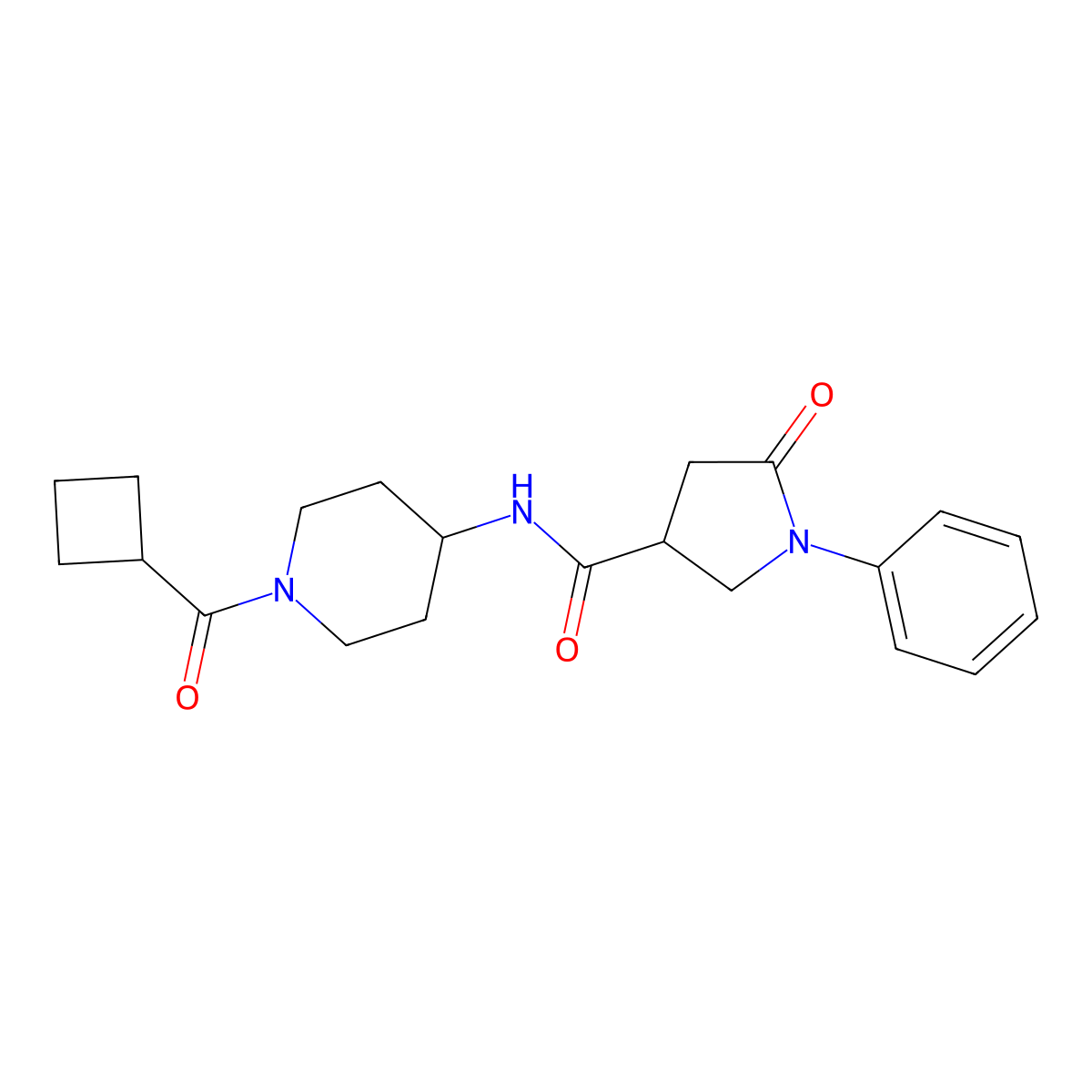N-[1-(cyclobutylcarbonyl)piperidin-4-yl]-5-oxo-1-phenylpyrrolidine-3-carboxamide molecular structure, CAS 1282101-81-8