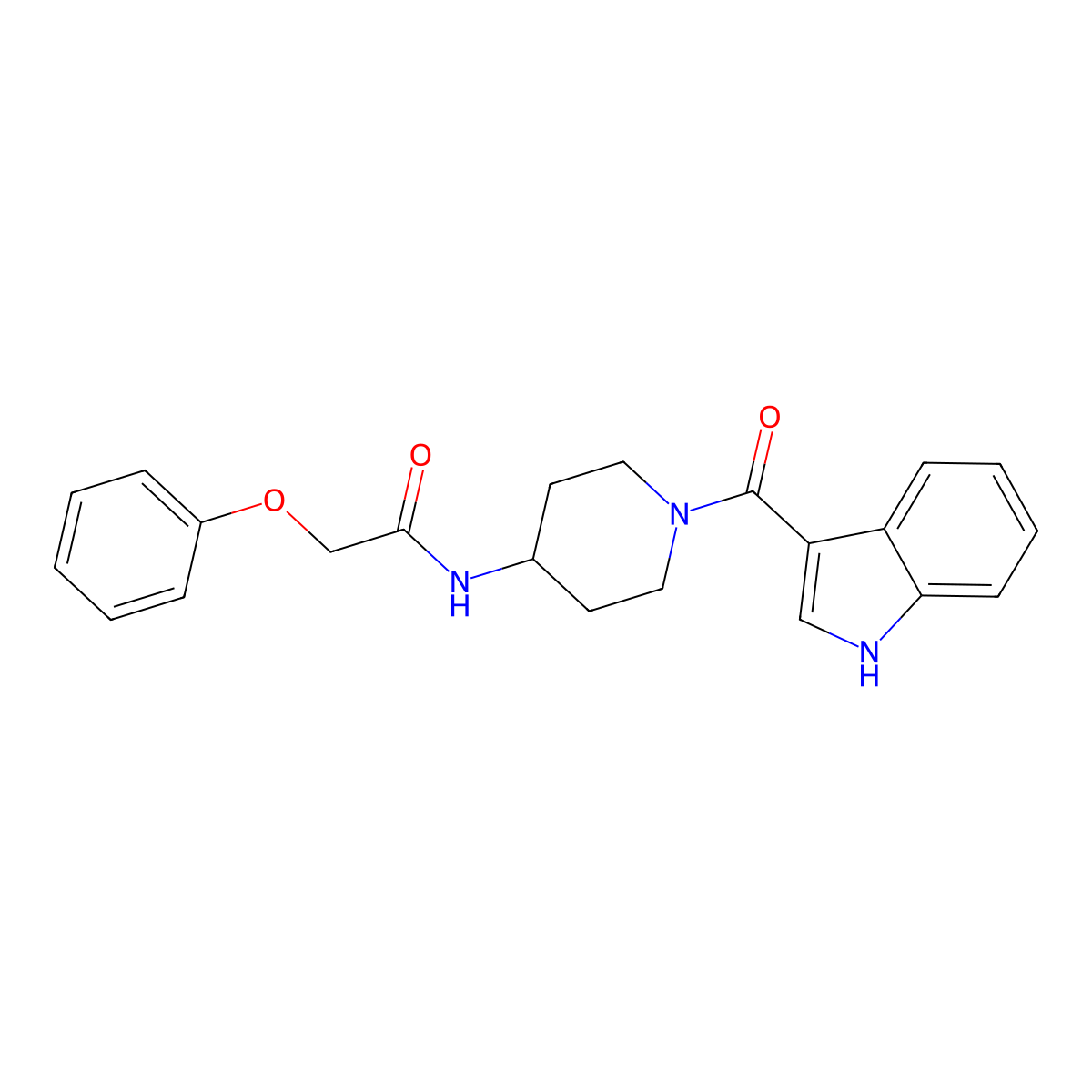 N-[1-(1H-indol-3-ylcarbonyl)piperidin-4-yl]-2-phenoxyacetamide molecular structure, CAS 1282101-86-3