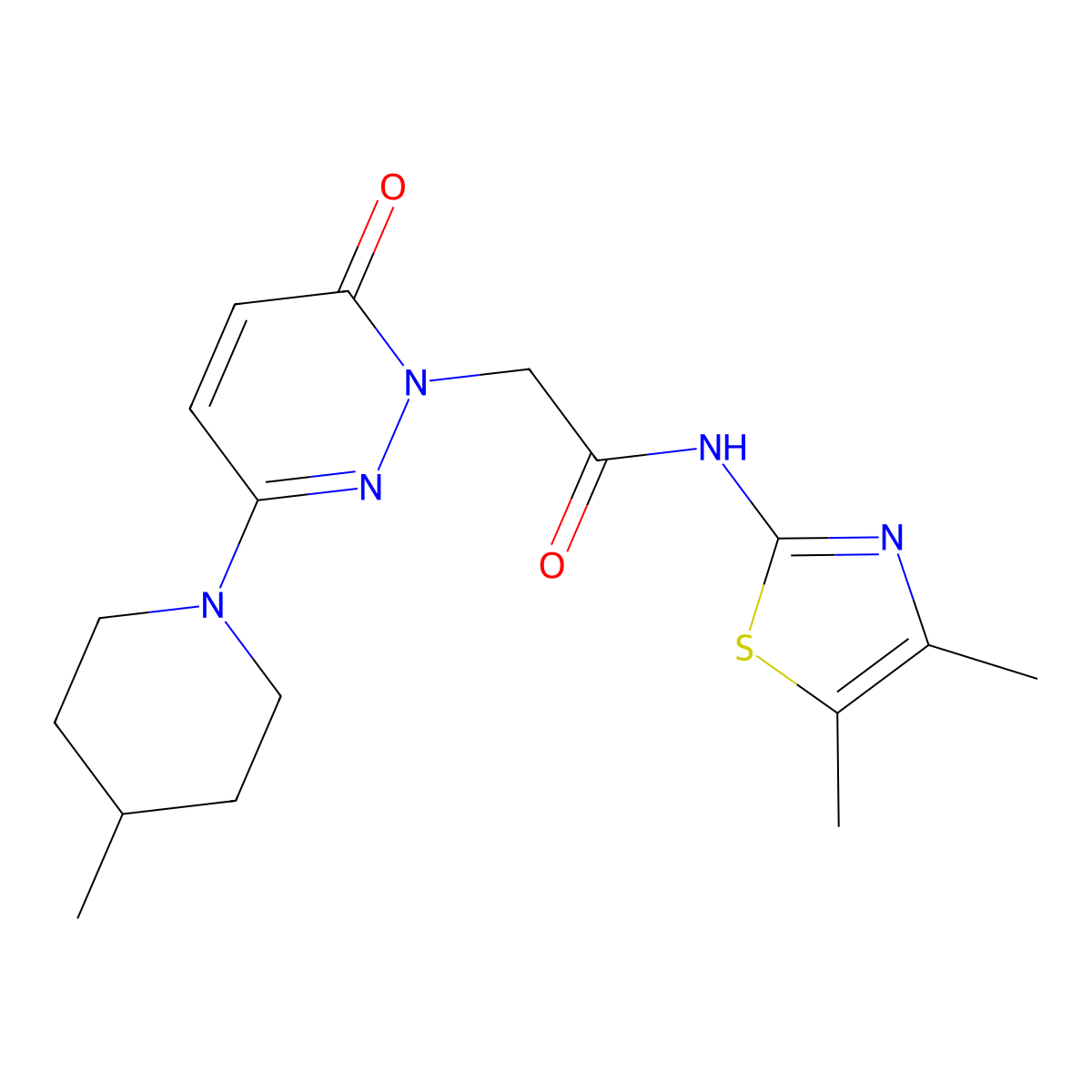 N-[(2Z)-4,5-dimethyl-1,3-thiazol-2(3H)-ylidene]-2-[3-(4-methylpiperidin-1-yl)-6-oxopyridazin-1(6H)-yl]acetamide molecular structure, CAS 1282101-87-4