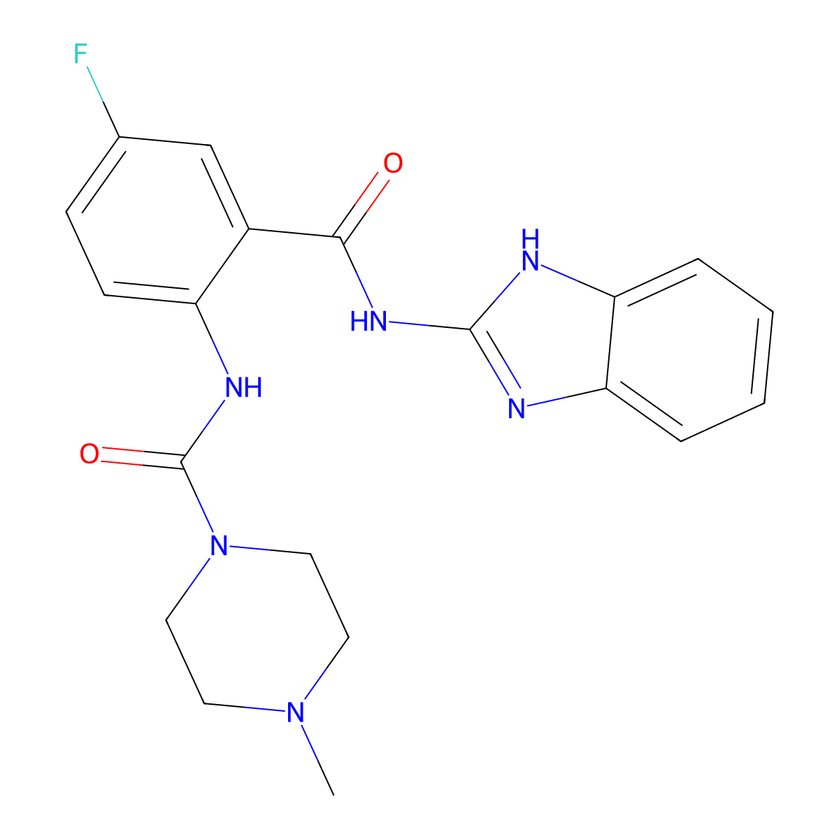 N-[2-(1H-benzimidazol-2-ylcarbamoyl)-4-fluorophenyl]-4-methylpiperazine-1-carboxamide molecular structure, CAS 1282101-88-5