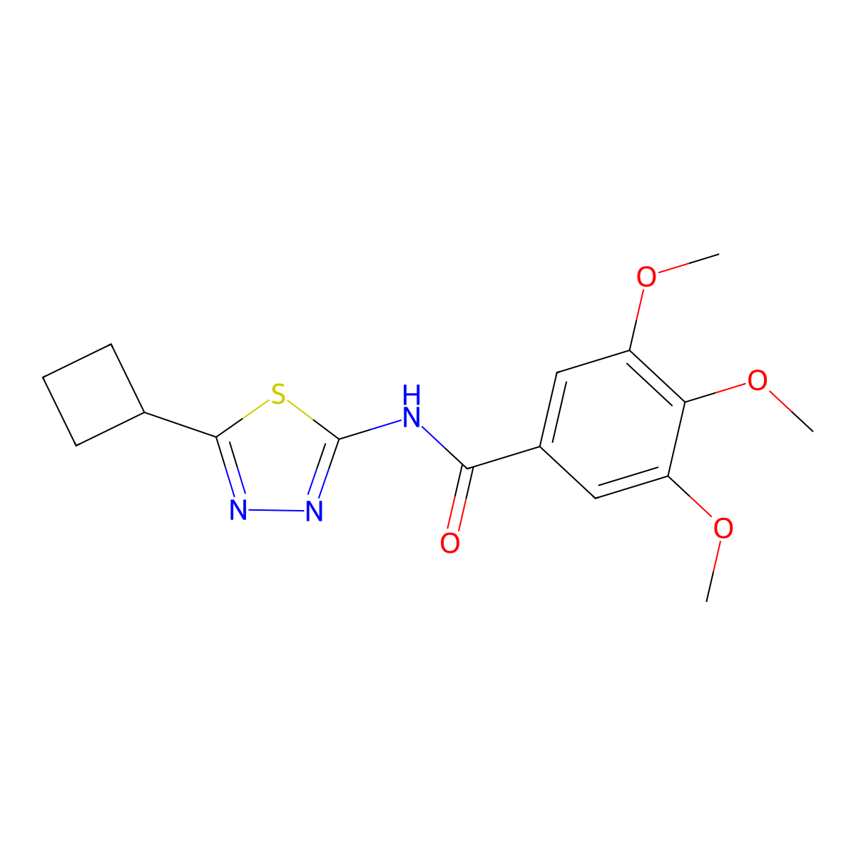 N-(5-cyclobutyl-1,3,4-thiadiazol-2-yl)-3,4,5-trimethoxybenzamide molecular structure, CAS 1282101-90-9