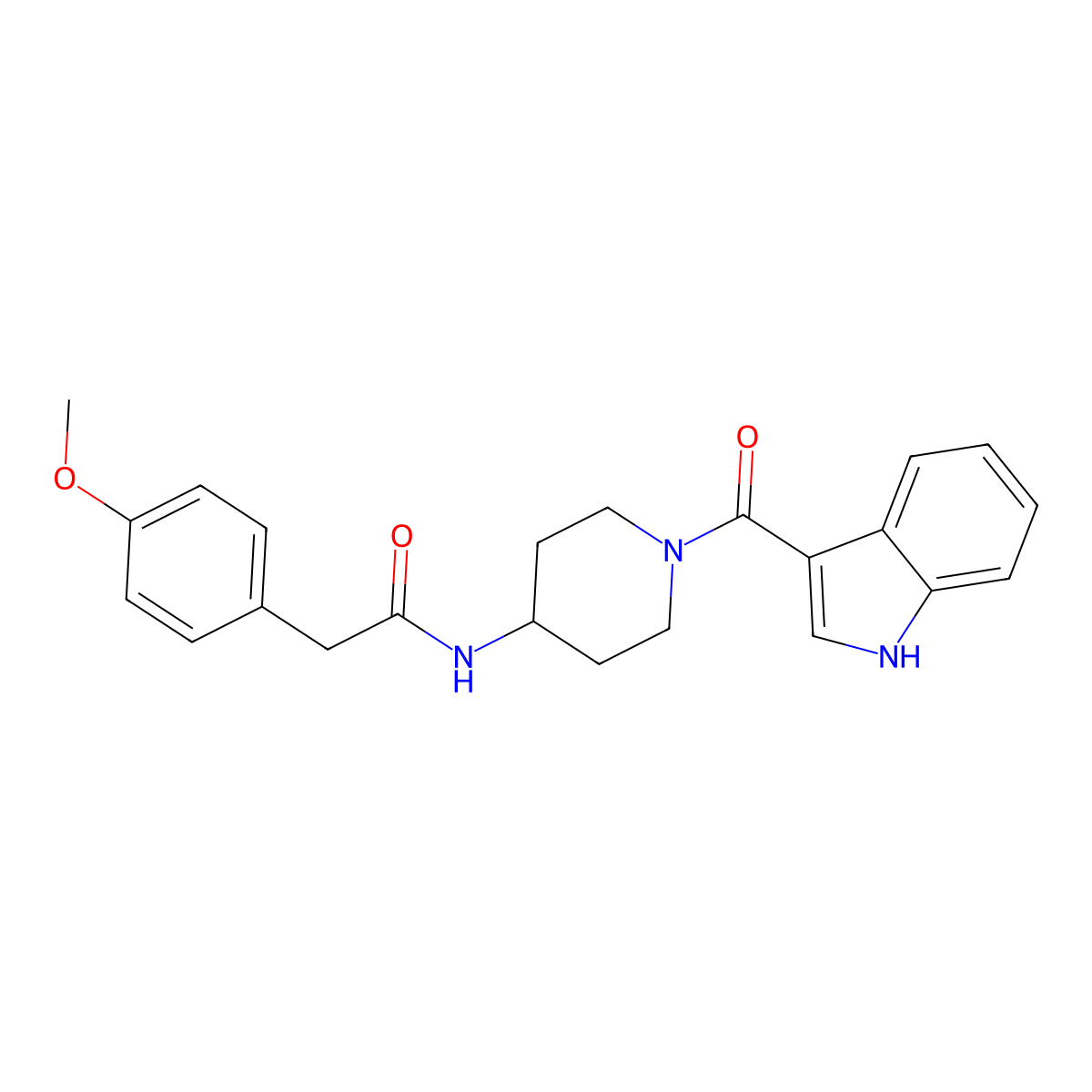 N-[1-(1H-indol-3-ylcarbonyl)piperidin-4-yl]-2-(4-methoxyphenyl)acetamide molecular structure, CAS 1282101-93-2