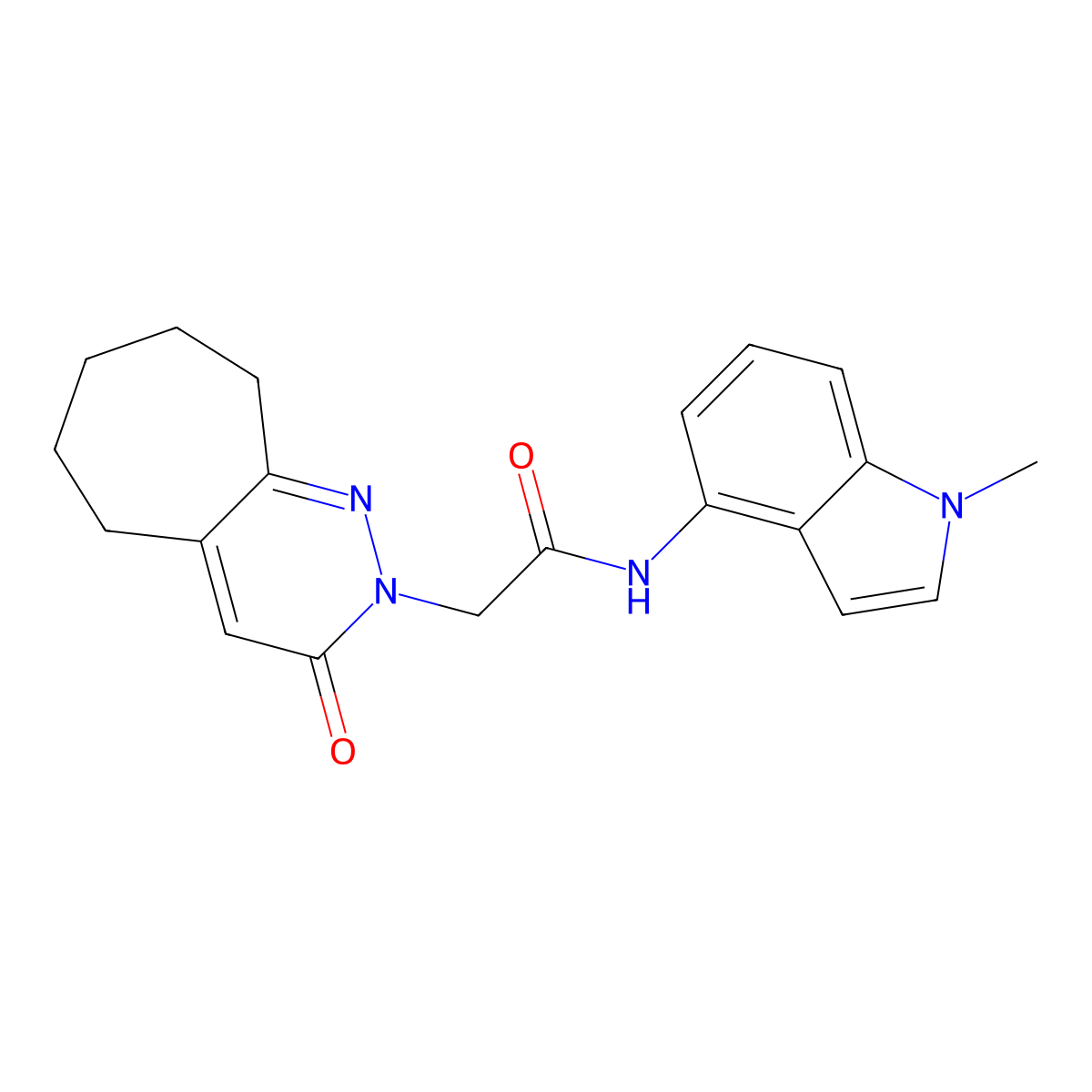 N-(1-methyl-1H-indol-4-yl)-2-(3-oxo-3,5,6,7,8,9-hexahydro-2H-cyclohepta[c]pyridazin-2-yl)acetamide molecular structure, CAS 1282102-01-5