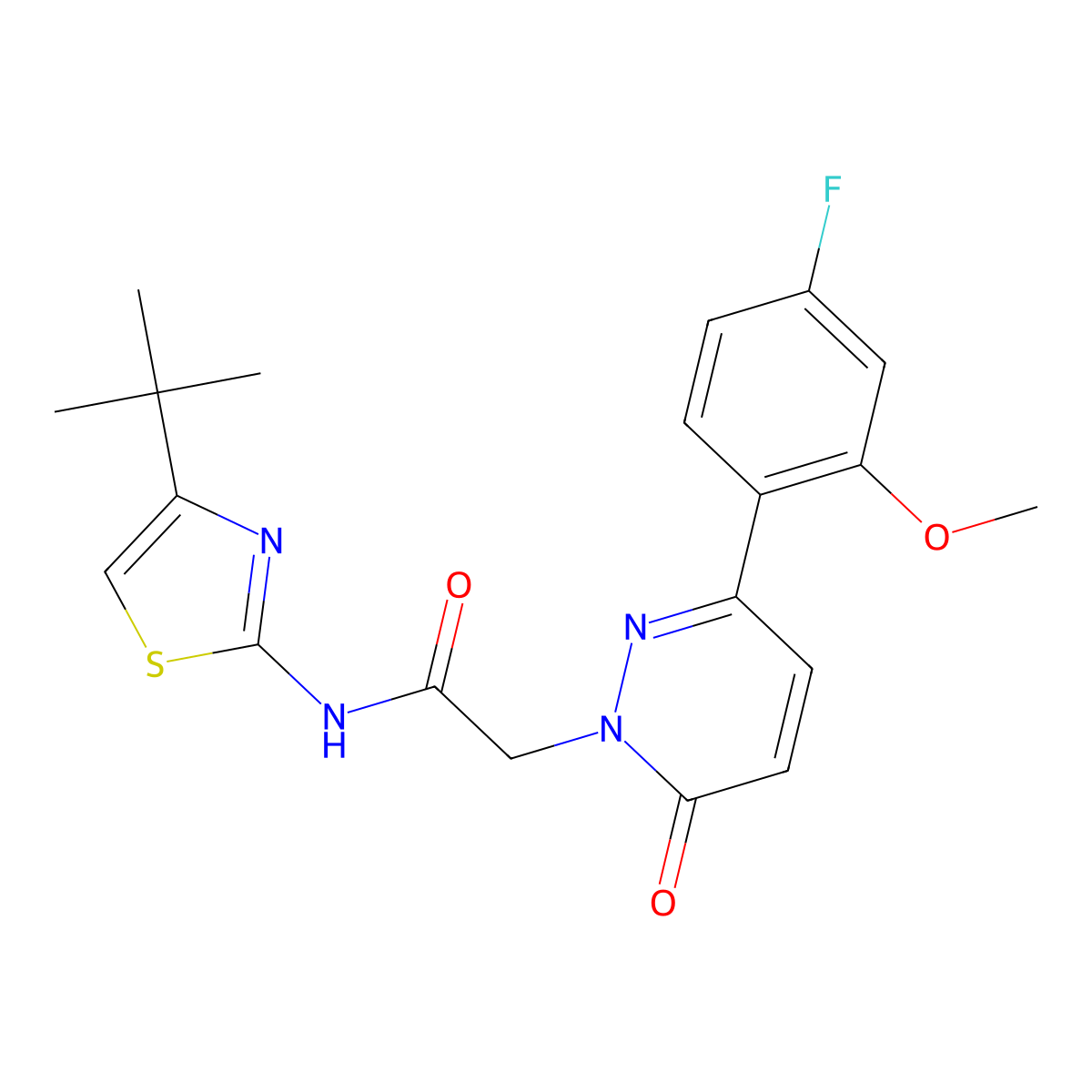 N-[(2Z)-4-tert-butyl-1,3-thiazol-2(3H)-ylidene]-2-[3-(4-fluoro-2-methoxyphenyl)-6-oxopyridazin-1(6H)-yl]acetamide molecular structure, CAS 1282102-56-0