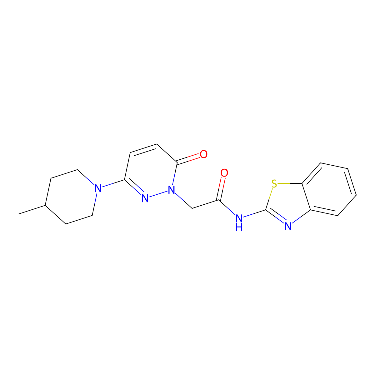 N-(1,3-benzothiazol-2-yl)-2-[3-(4-methylpiperidin-1-yl)-6-oxopyridazin-1(6H)-yl]acetamide molecular structure, CAS 1282102-67-3