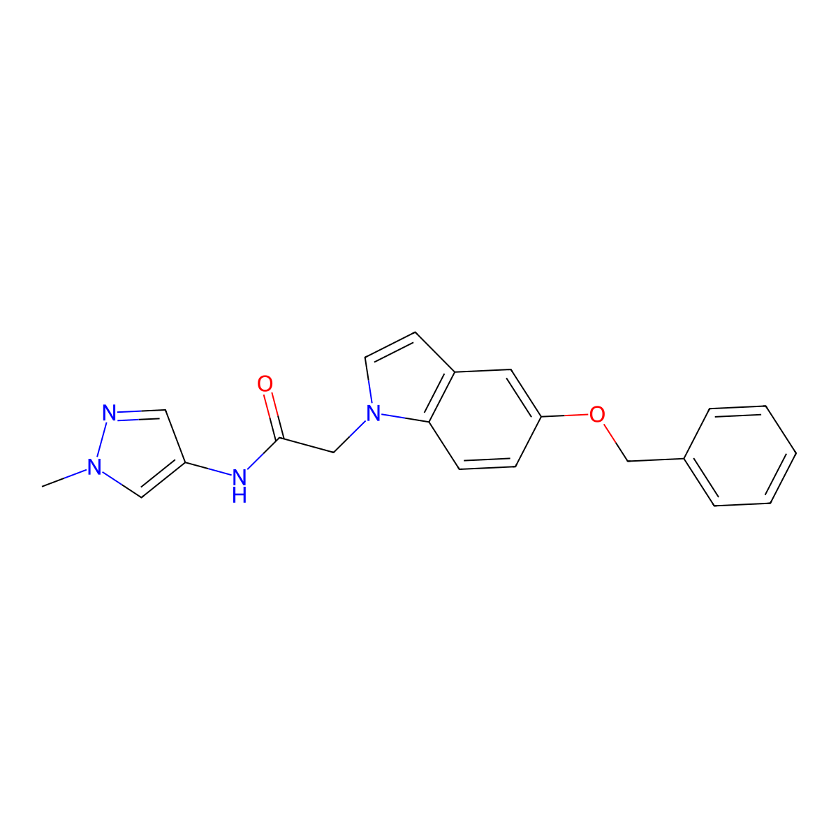 2-(5-(benzyloxy)-1H-indol-1-yl)-N-(1-methyl-1H-pyrazol-4-yl)acetamide molecular structure, CAS 1282102-69-5