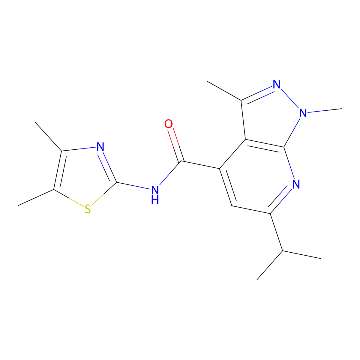 N-[(2Z)-4,5-dimethyl-1,3-thiazol-2(3H)-ylidene]-1,3-dimethyl-6-(propan-2-yl)-1H-pyrazolo[3,4-b]pyridine-4-carboxamide molecular structure, CAS 1282102-70-8