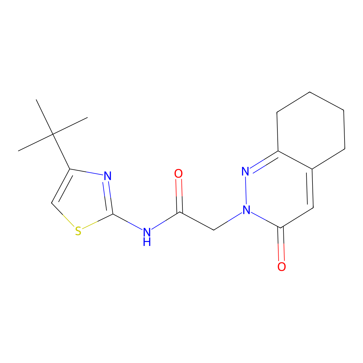 N-(4-(tert-butyl)thiazol-2-yl)-2-(3-oxo-5,6,7,8-tetrahydrocinnolin-2(3H)-yl)acetamide molecular structure, CAS 1282102-84-4