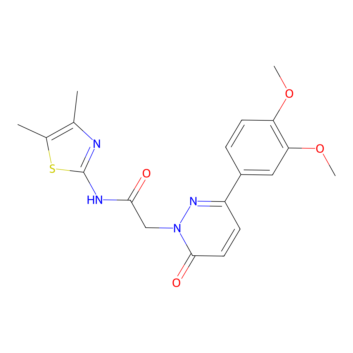 2-[3-(3,4-dimethoxyphenyl)-6-oxopyridazin-1(6H)-yl]-N-[(2Z)-4,5-dimethyl-1,3-thiazol-2(3H)-ylidene]acetamide molecular structure, CAS 1282102-90-2