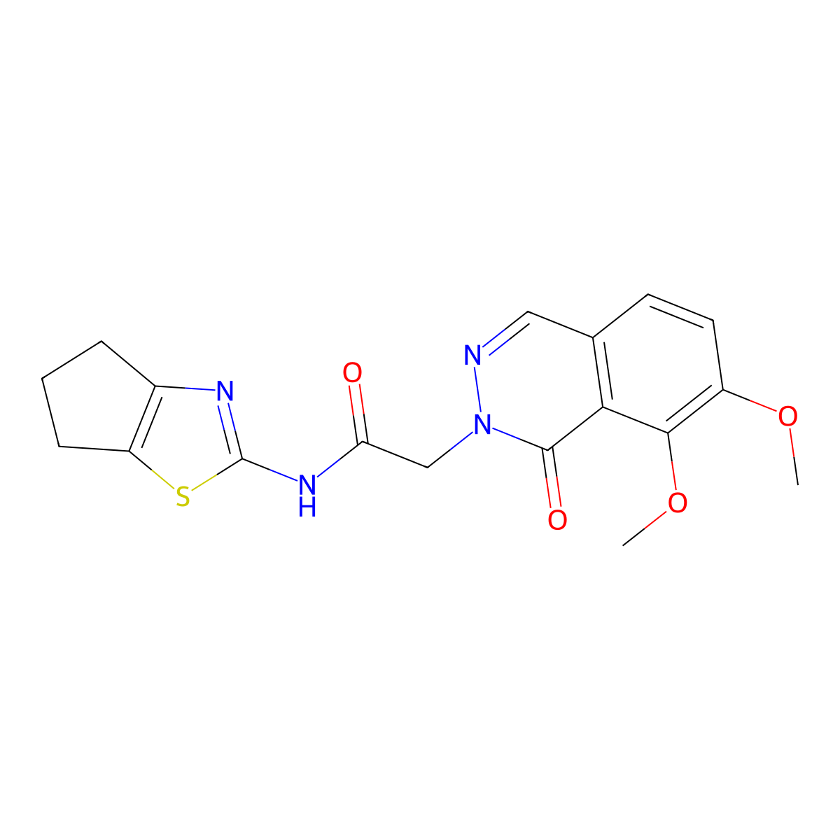 2-(7,8-dimethoxy-1-oxophthalazin-2(1H)-yl)-N-[(2E)-3,4,5,6-tetrahydro-2H-cyclopenta[d][1,3]thiazol-2-ylidene]acetamide molecular structure, CAS 1282102-93-5