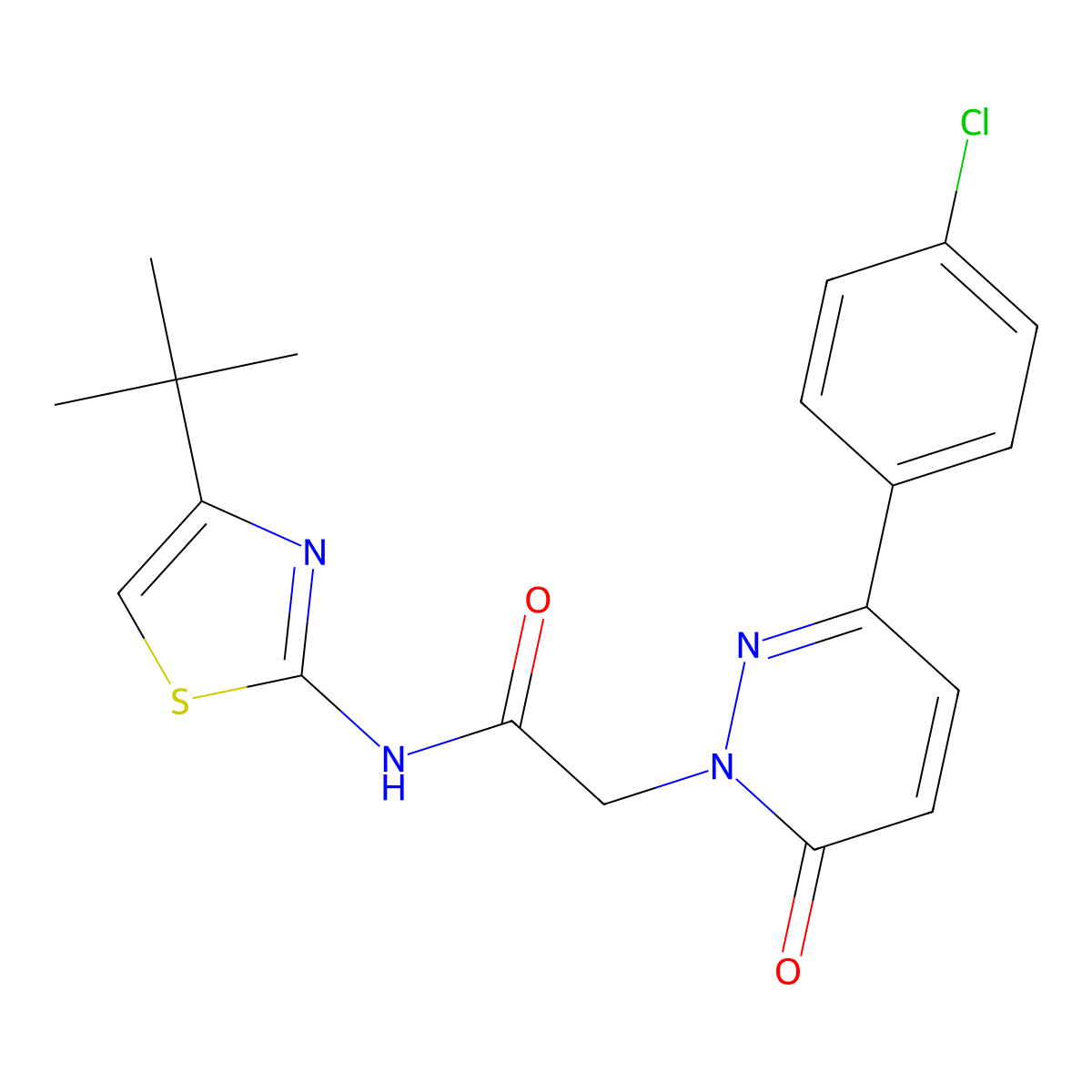 N-[(2Z)-4-tert-butyl-1,3-thiazol-2(3H)-ylidene]-2-[3-(4-chlorophenyl)-6-oxopyridazin-1(6H)-yl]acetamide molecular structure, CAS 1282102-95-7