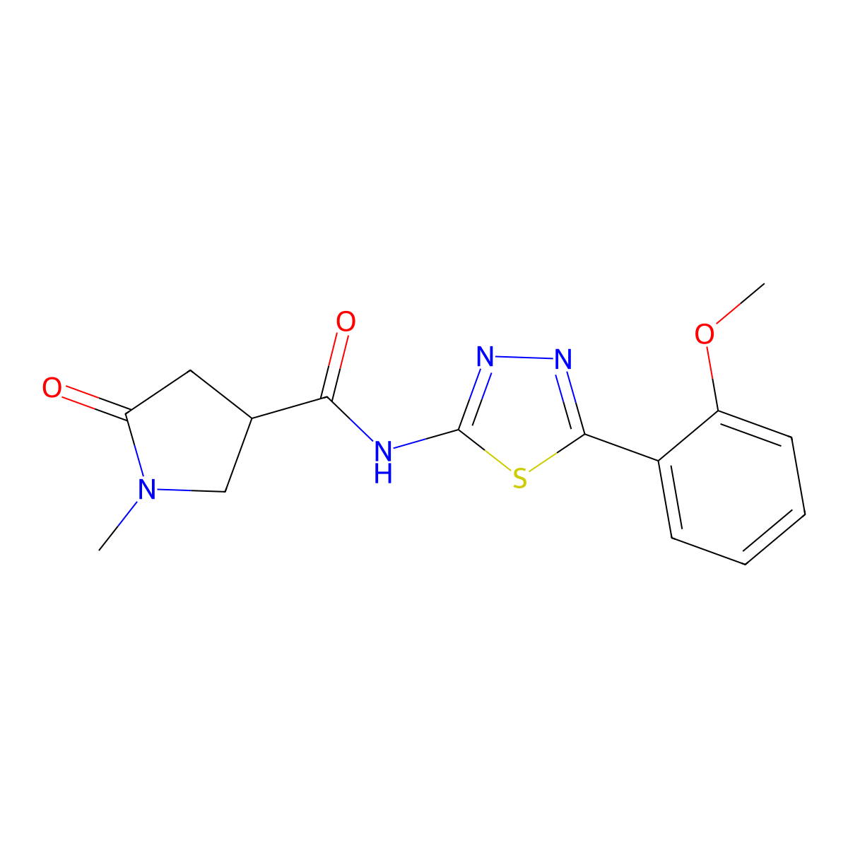 N-[(2Z)-5-(2-methoxyphenyl)-1,3,4-thiadiazol-2(3H)-ylidene]-1-methyl-5-oxopyrrolidine-3-carboxamide molecular structure, CAS 1282103-11-0