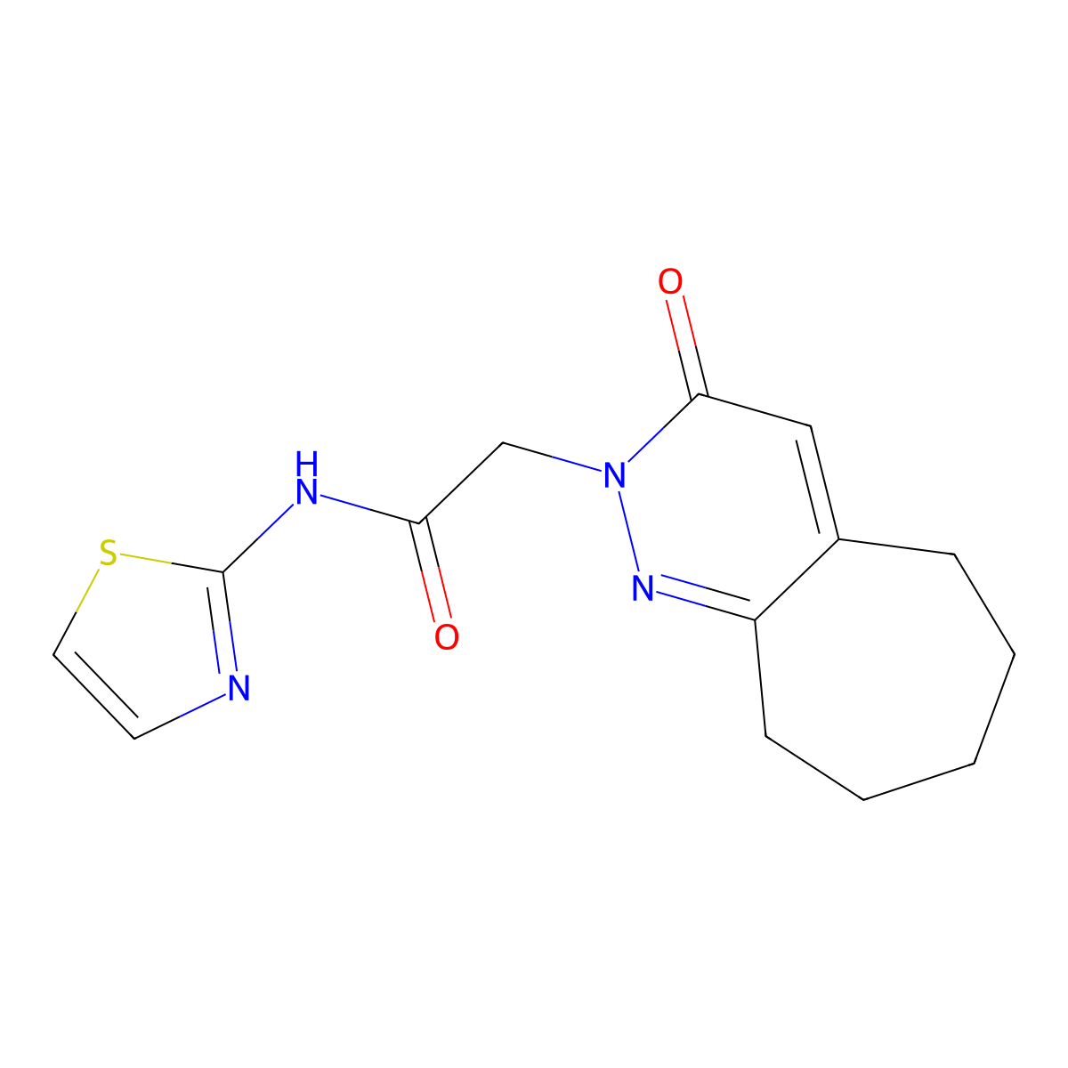 2-(3-oxo-3,5,6,7,8,9-hexahydro-2H-cyclohepta[c]pyridazin-2-yl)-N-(1,3-thiazol-2-yl)acetamide molecular structure, CAS 1282103-24-5