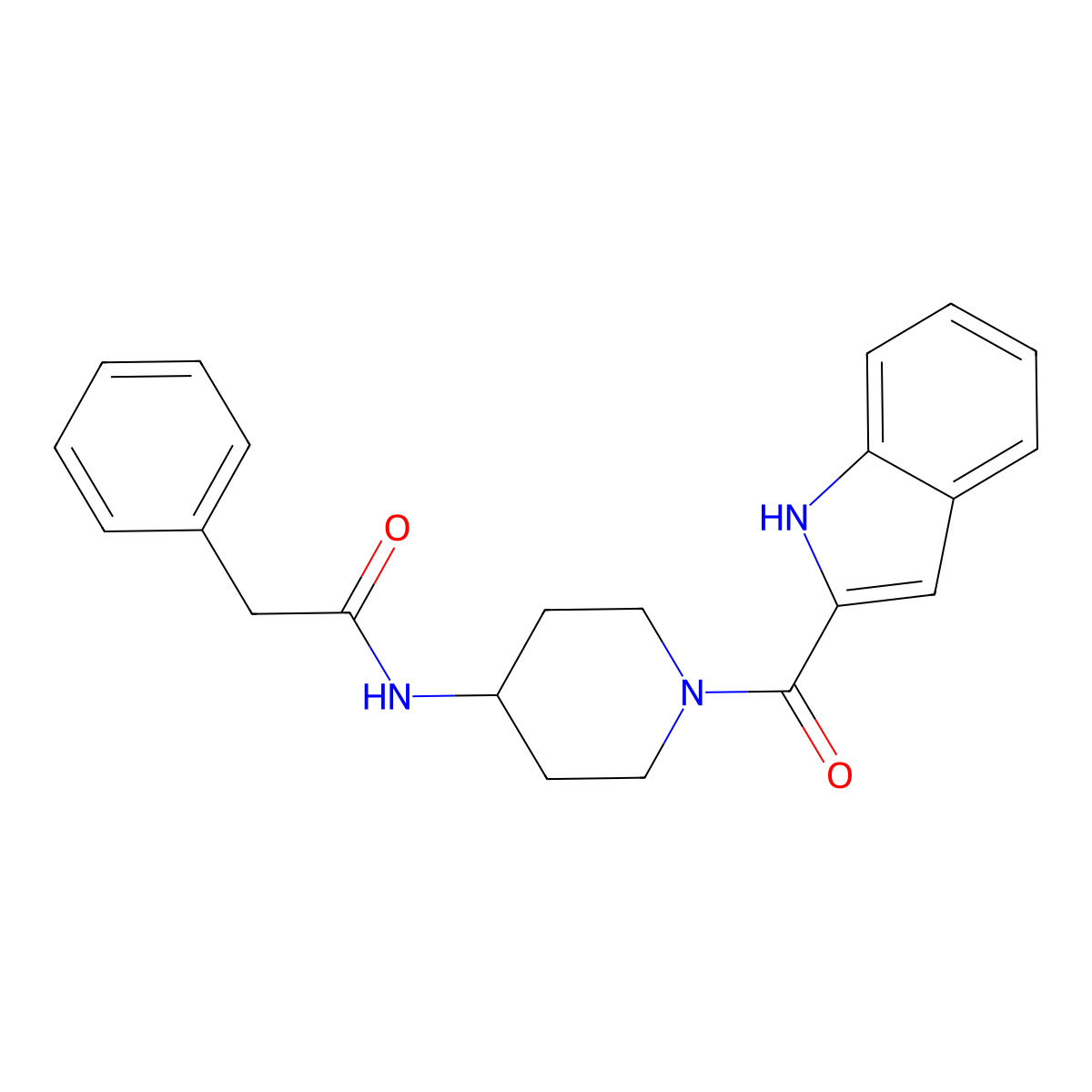 N-[1-(1H-indol-2-ylcarbonyl)piperidin-4-yl]-2-phenylacetamide molecular structure, CAS 1282103-29-0