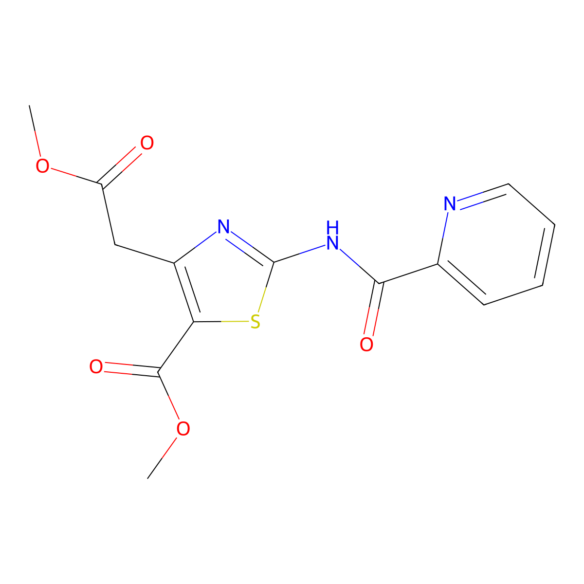 Methyl 4-(2-methoxy-2-oxoethyl)-2-[(pyridin-2-ylcarbonyl)amino]-1,3-thiazole-5-carboxylate molecular structure, CAS 1282103-31-4