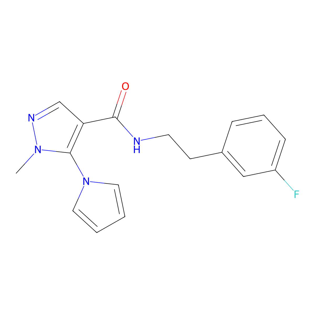 N-[2-(3-fluorophenyl)ethyl]-1-methyl-5-(1H-pyrrol-1-yl)-1H-pyrazole-4-carboxamide molecular structure, CAS 1282103-42-7