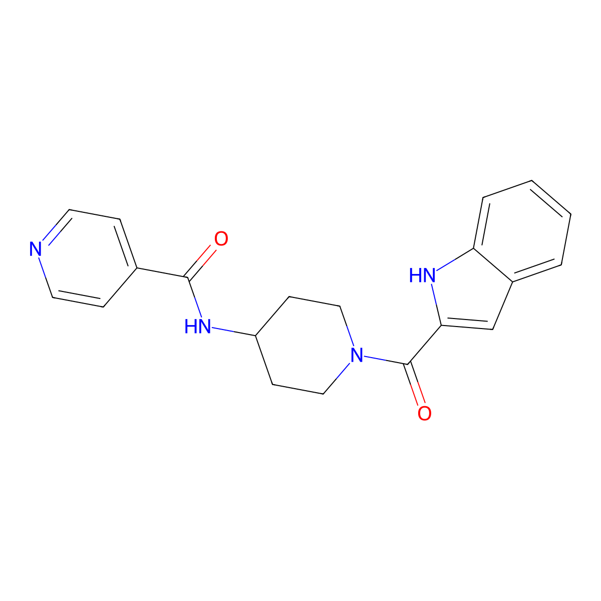 N-[1-(1H-indol-2-ylcarbonyl)piperidin-4-yl]pyridine-4-carboxamide molecular structure, CAS 1282103-43-8