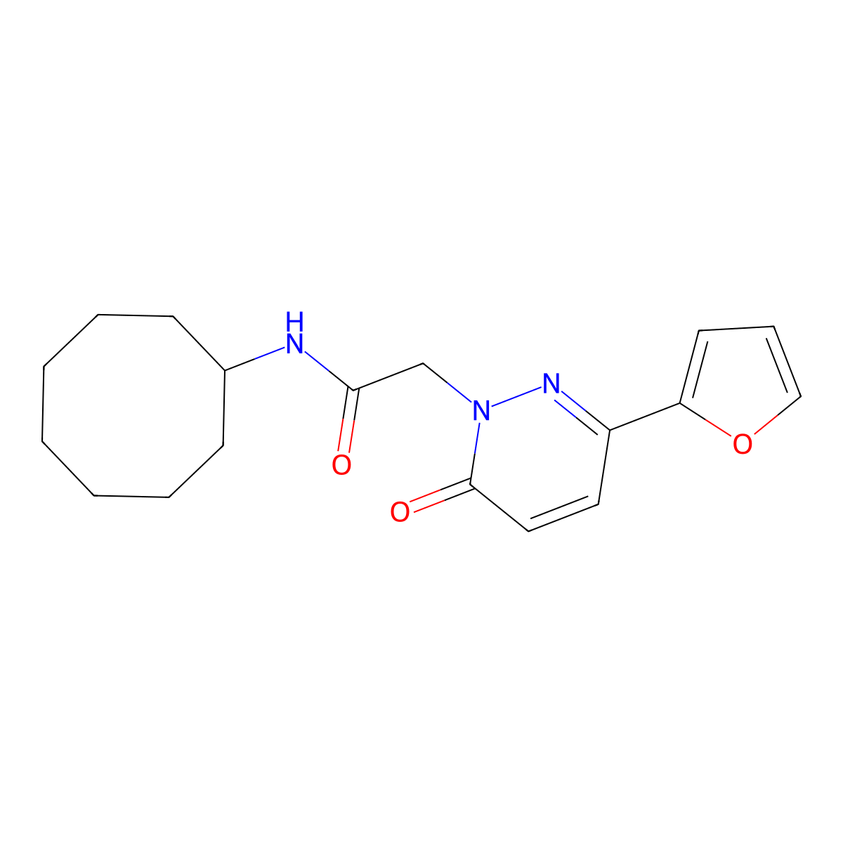 N-cyclooctyl-2-[3-(furan-2-yl)-6-oxopyridazin-1(6H)-yl]acetamide molecular structure, CAS 1282103-56-3