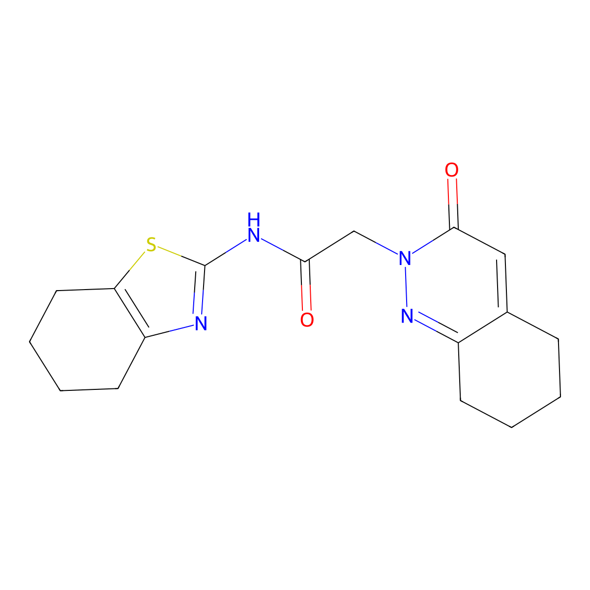 2-(3-oxo-5,6,7,8-tetrahydrocinnolin-2(3H)-yl)-N-[(2Z)-4,5,6,7-tetrahydro-1,3-benzothiazol-2(3H)-ylidene]acetamide molecular structure, CAS 1282103-69-8