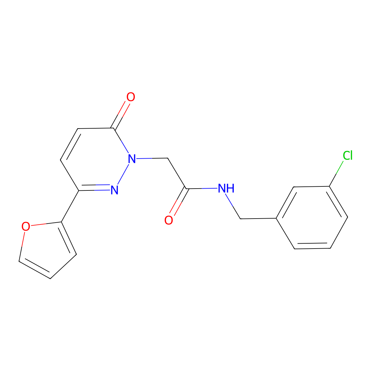 N-(3-chlorobenzyl)-2-(3-(furan-2-yl)-6-oxopyridazin-1(6H)-yl)acetamide molecular structure, CAS 1282103-73-4
