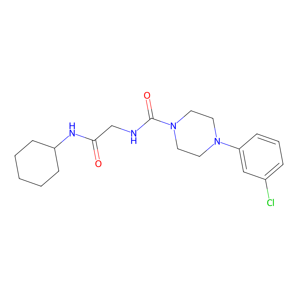 4-(3-chlorophenyl)-N-[2-(cyclohexylamino)-2-oxoethyl]piperazine-1-carboxamide molecular structure, CAS 1282103-80-3