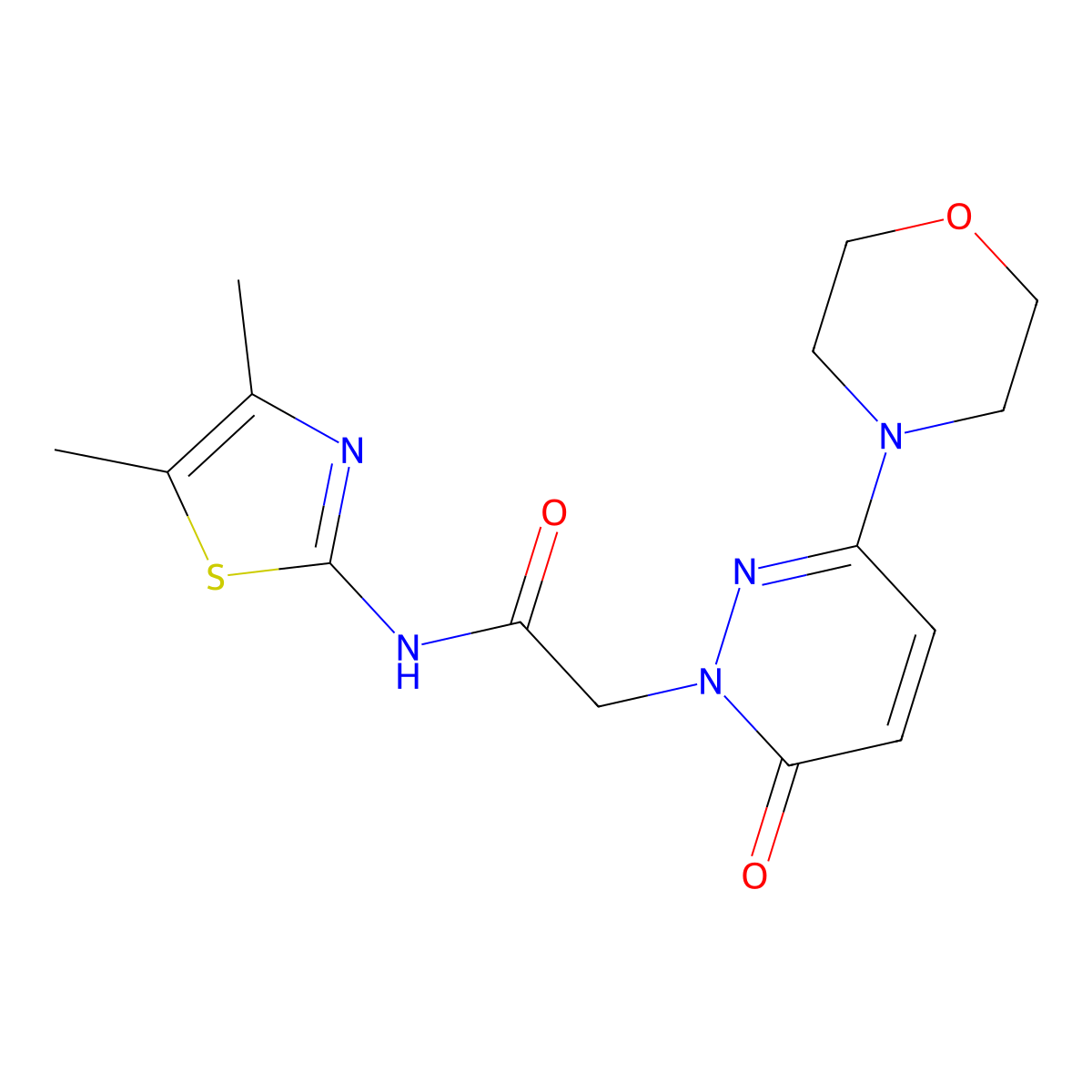 N-[(2Z)-4,5-dimethyl-1,3-thiazol-2(3H)-ylidene]-2-[3-(morpholin-4-yl)-6-oxopyridazin-1(6H)-yl]acetamide molecular structure, CAS 1282103-83-6