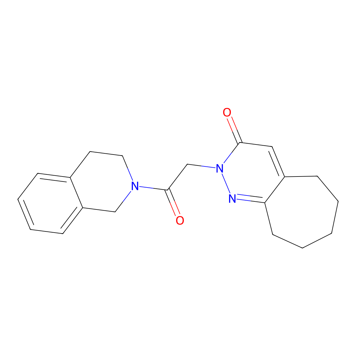 2-[2-(3,4-dihydroisoquinolin-2(1H)-yl)-2-oxoethyl]-2,5,6,7,8,9-hexahydro-3H-cyclohepta[c]pyridazin-3-one molecular structure, CAS 1282103-91-6