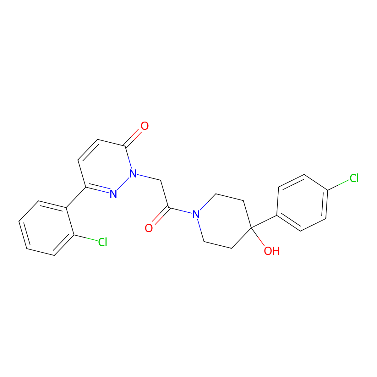 6-(2-chlorophenyl)-2-{2-[4-(4-chlorophenyl)-4-hydroxypiperidino]-2-oxoethyl}-3(2H)-pyridazinone molecular structure, CAS 1282103-92-7