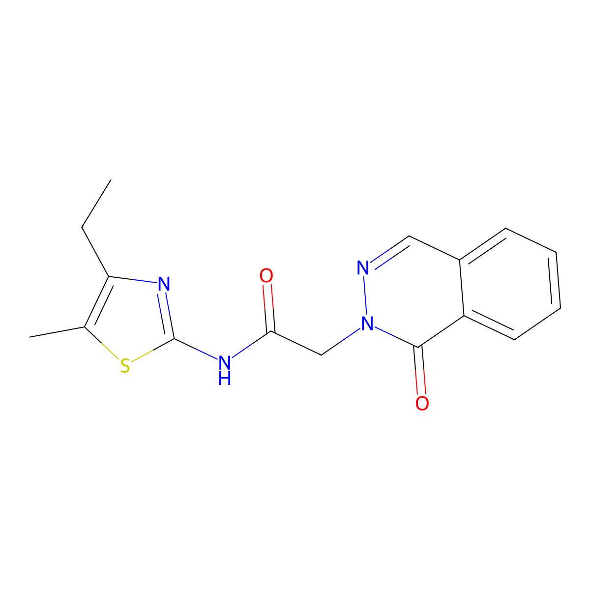 N-[(2Z)-4-ethyl-5-methyl-1,3-thiazol-2(3H)-ylidene]-2-(1-oxophthalazin-2(1H)-yl)acetamide molecular structure, CAS 1282103-93-8